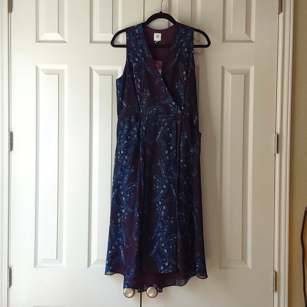 CAbi Paisley Treasure Floral Style 3461 Dress Knee Length Size 8 NWT Pur…